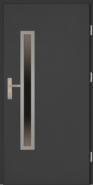 Drzwi zewnętrzne wejściowe antracyt ramka INOX Dario Uno Plus 68 mm