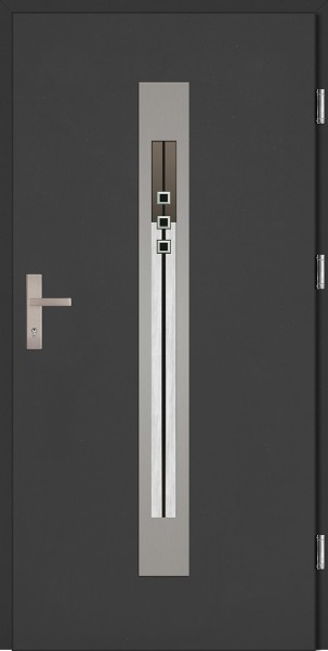 Drzwi zewnętrzne wejściowe antracyt INOX Fabio Plus DIP 68 mm
