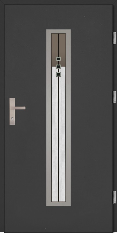Drzwi zewnętrzne wejściowe antracyt INOX Diego Plus DIP 68 mm