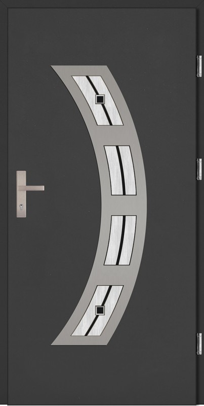 Drzwi zewnętrzne wejściowe antracyt INOX Ricardo Plus DIP 68 mm