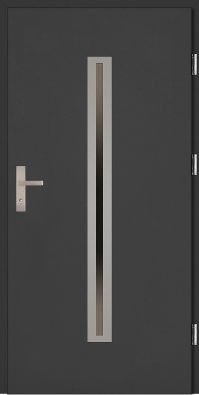 Drzwi zewnętrzne wejściowe antracyt ramka INOX  Paolo Plus 68 mm