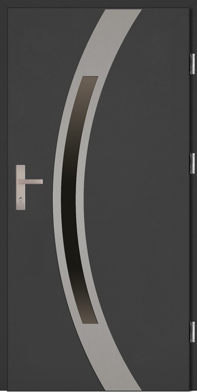 Drzwi zewnętrzne wejściowe antracyt INOX Luciano Uno Plus 68 mm
