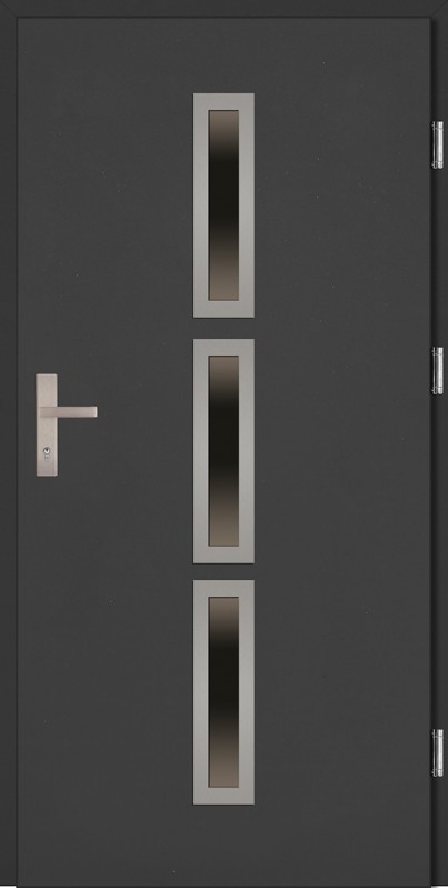 Drzwi zewnętrzne wejściowe antracyt INOX Valentino 68 mm