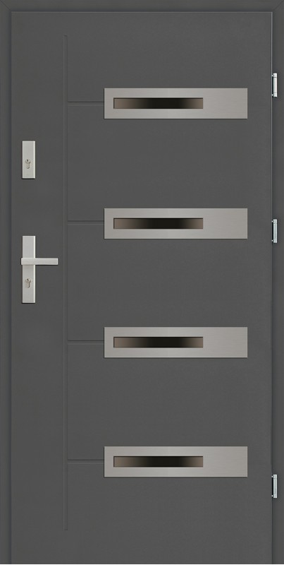 Drzwi zewnętrzne 90 cm antracyt z 4 szybami Armando 4 Due Modern SETTO
