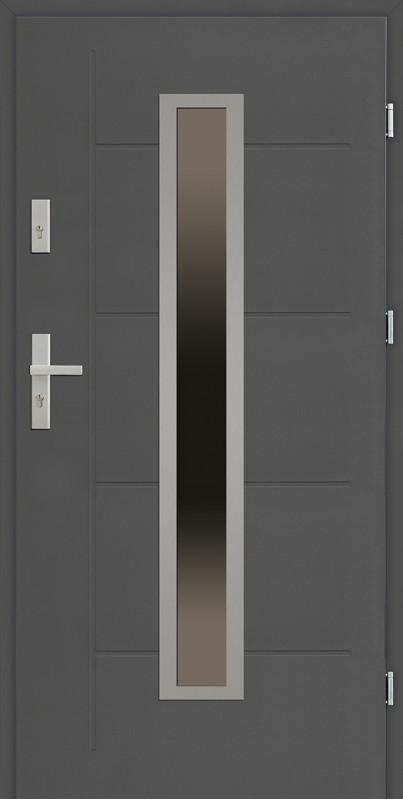 Drzwi zewnętrzne 90 cm antracyt z dużą szybą Diego Modern