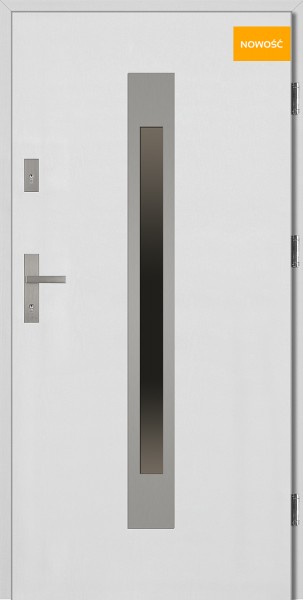 Drzwi wejściowe 90 cm Fabio Płaskie białe ramka INOX marki SETTO
