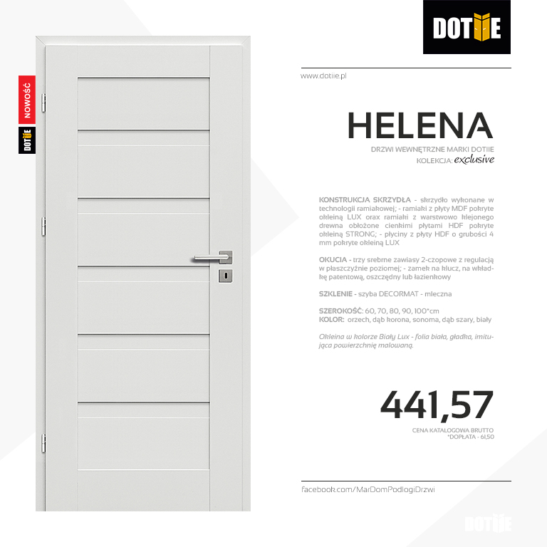 Drzwi wewnętrzne do pokoju bez szyb model HELENA marki DOTIIE