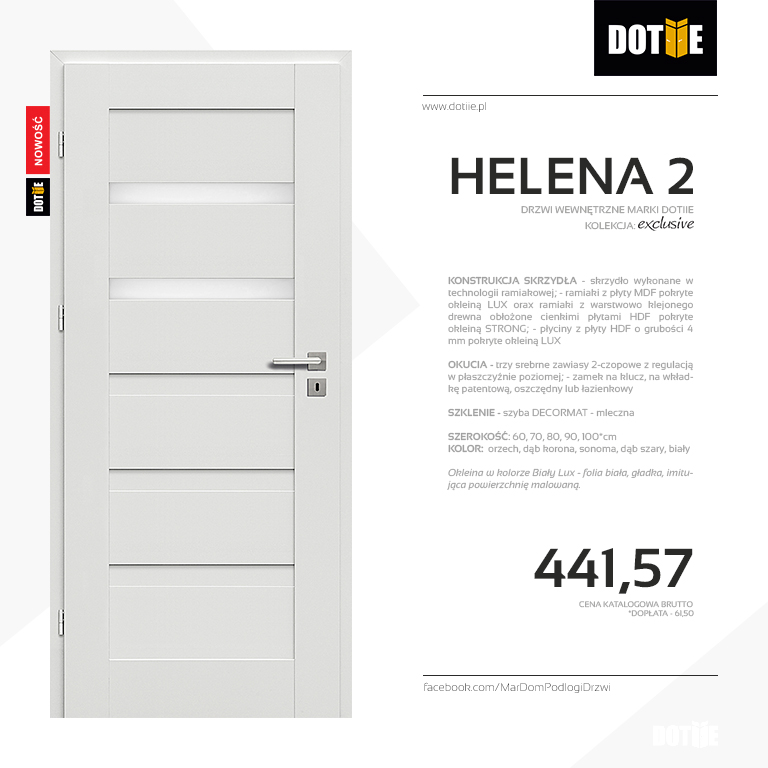 Drzwi wewnętrzne do łazienki model HELENA 2 marki DOTIIE