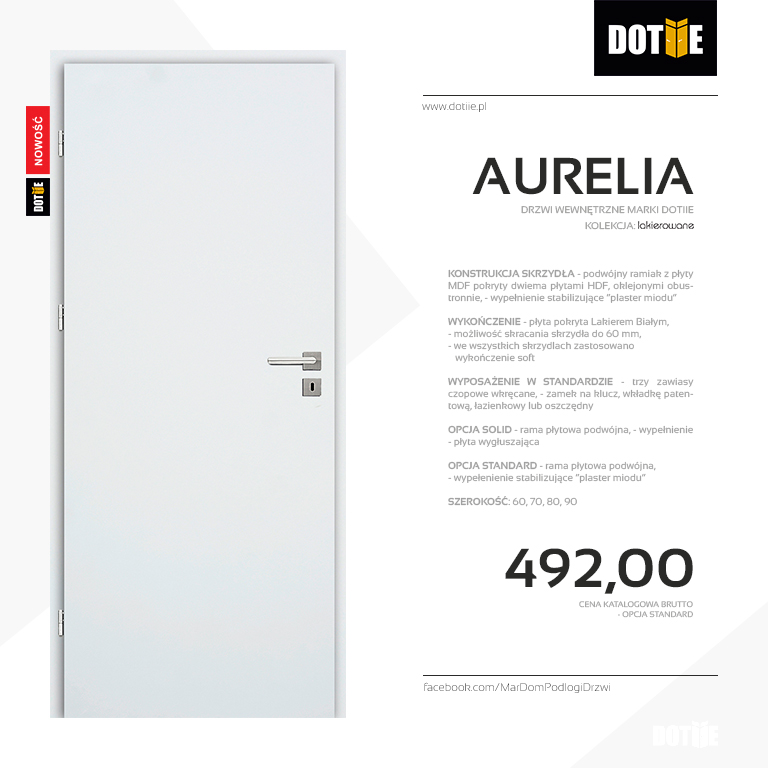 Drzwi wewnętrzne do pokoju lakierowane model AURELIA marki DOTIIE