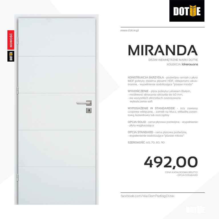 Drzwi do pokoju lakierowane model MIRANDA marki DOTIIE