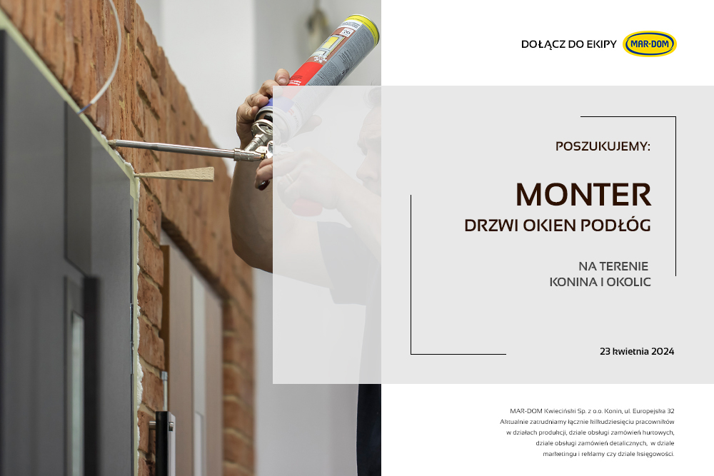 Praca Konin -Monter drzwi podlóg okien 