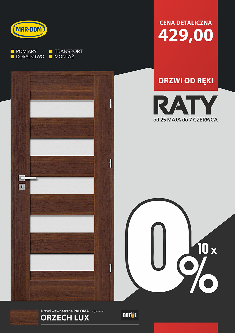 Raty 10x0% na drzwi wewnętrzne DOTIIE w MAR-DOM Konin