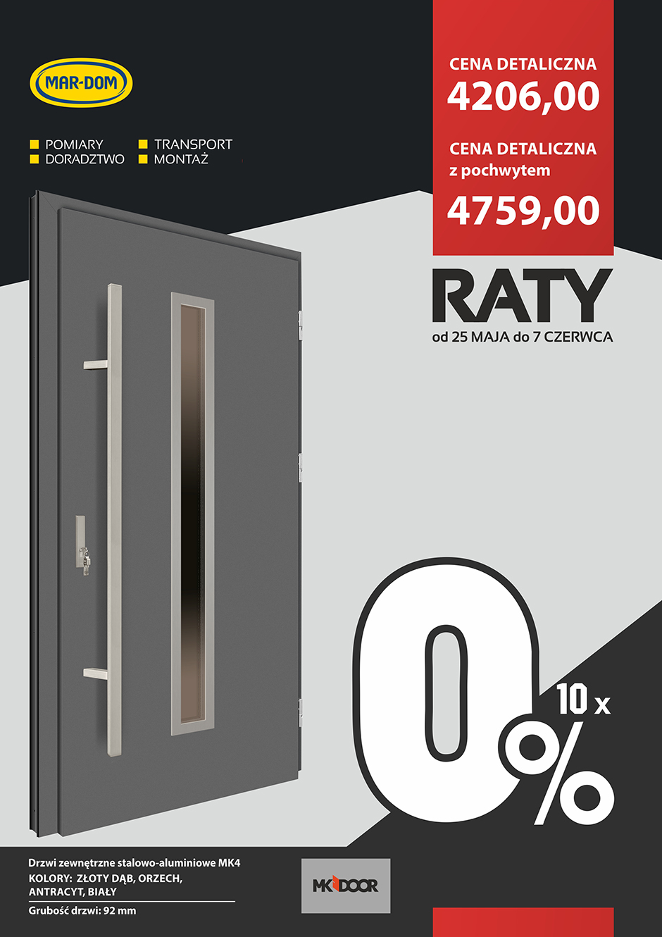 Raty 10x0% na drzwi wejściowe MK-DOOR w MAR-DOM Konin