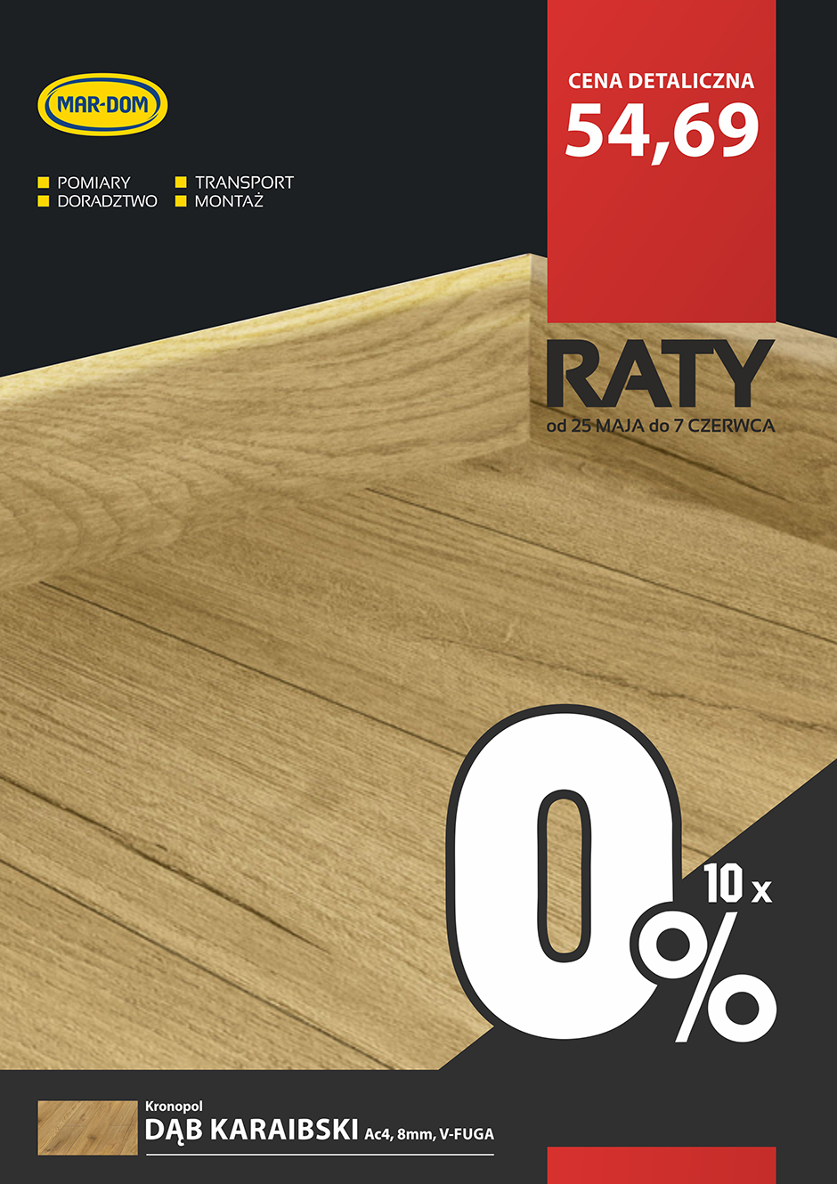 Raty 10x0% na panele laminowane Kronopol w MAR-DOM Konin