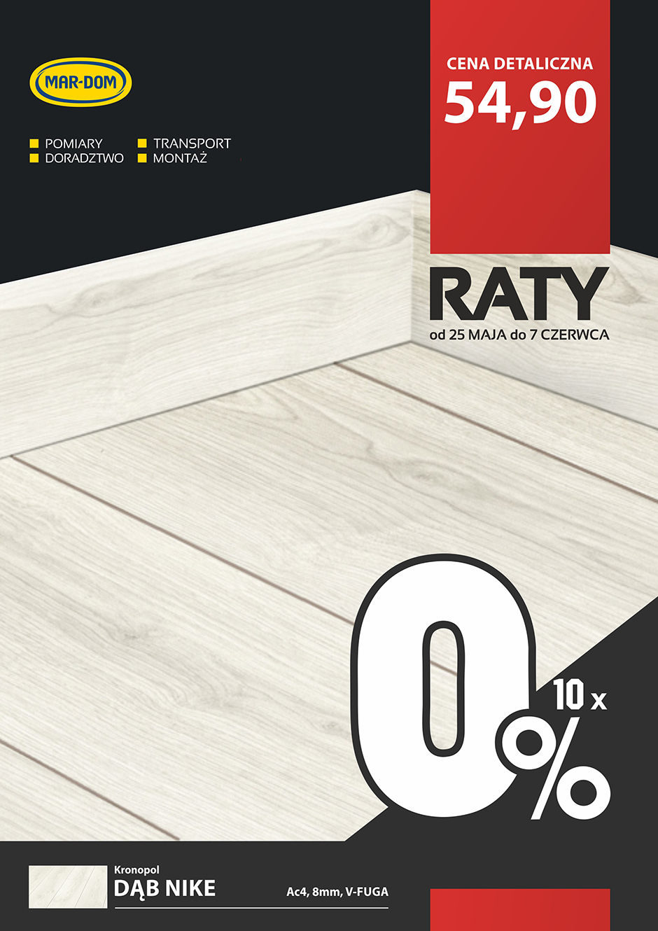 Raty 10x0% na panele laminowane Kronopol w MAR-DOM Konin