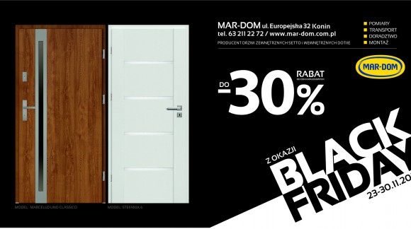 Promocje z okazji Black Friday na drzwi, kostkę brukową oraz panele podłogowe w MAR-DOM Konin