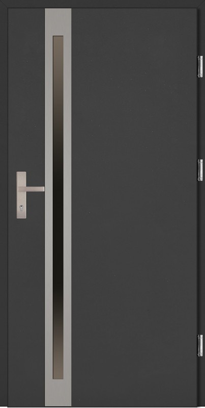 Drzwi zewnętrzne wejściowe antracyt INOX Marcello Uno Plus 68 mm