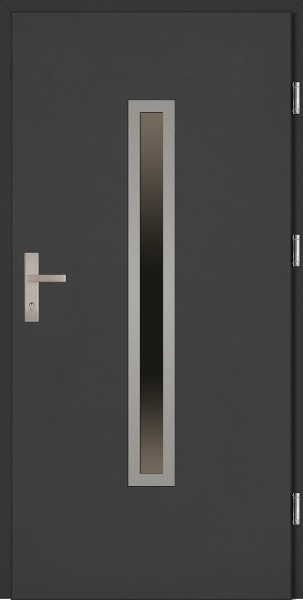 Drzwi zewnętrzne wejściowe antracyt ramka INOX Dario Plus 68 mm