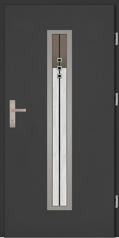 Drzwi zewnętrzne wejściowe antracyt INOX Diego Plus DIP 68 mm