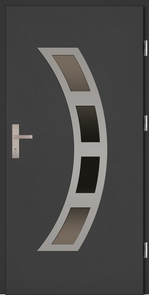 Drzwi zewnętrzne wejściowe antracyt INOX Ricardo Plus 68 mm