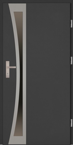 Drzwi zewnętrzne wejściowe antracyt ramka INOX Ivo Uno Plus 68 mm