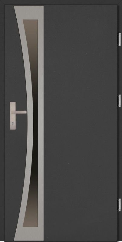 Drzwi zewnętrzne wejściowe antracyt ramka INOX Ivo Uno Plus 68 mm