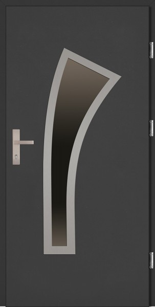 Drzwi zewnętrzne wejściowe antracyt ramka INOX Leonardzo Plus 68 mm