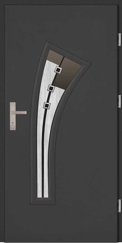Drzwi zewnętrzne wejściowe antracyt PCV VETRO DIP 68 mm