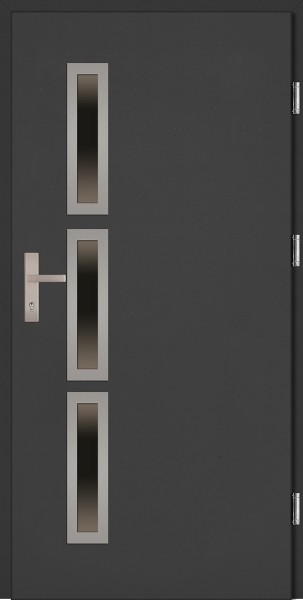 Drzwi zewnętrzne wejściowe antracyt INOX Valentino Uno 68 mm