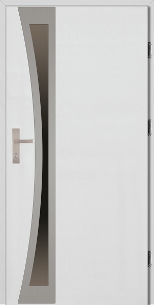 Drzwi wejściowe białe ramka INOX Ivo Uno Plus