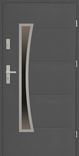 Drzwi zewnętrzne 90 cm antracyt z szybą Raffaello Uno Modern