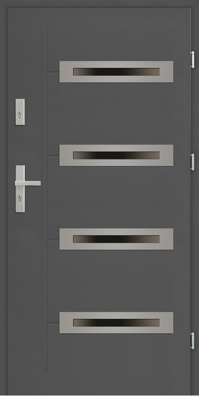 Drzwi zewnętrzne 90 cm antracyt z 4 szybami Angelo 4 Due Modern SETTO