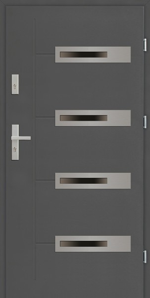 Drzwi zewnętrzne 90 cm antracyt z 4 szybami Armando 4 Due Modern SETTO