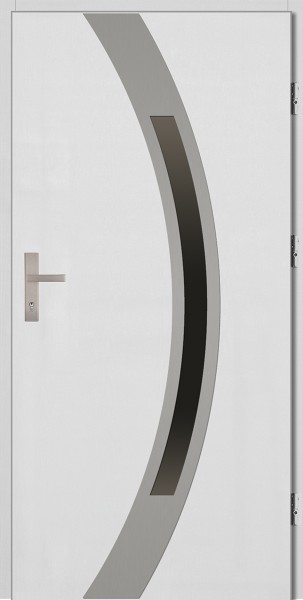 Drzwi zewnętrzne białe ramka INOX Luciano 92 SETTO