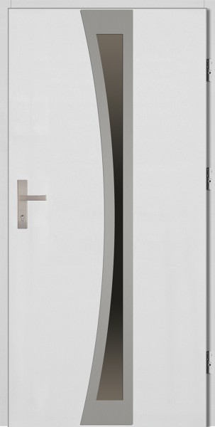 Drzwi zewnętrzne białe ramka INOX Ivo 92 SETTO