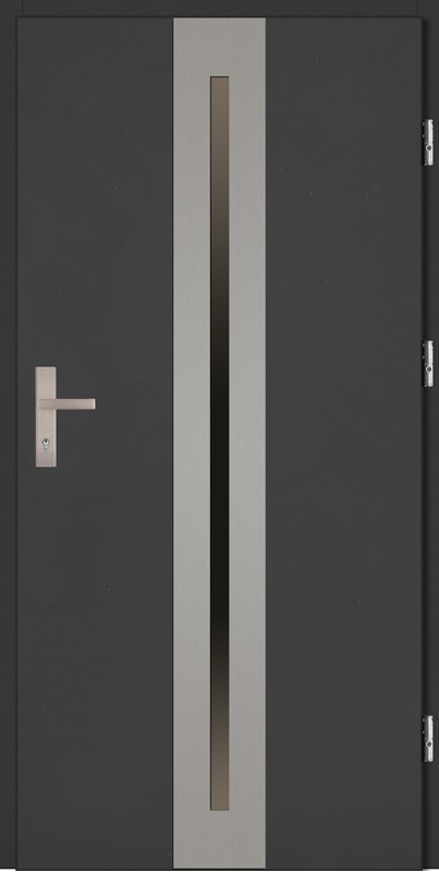 Drzwi zewnętrzne antracyt ramka INOX Matteo 92 SETTO