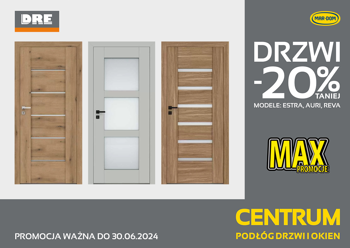 PROMOCJA -20% na drzwi DRE - Estra, Auri, Reva