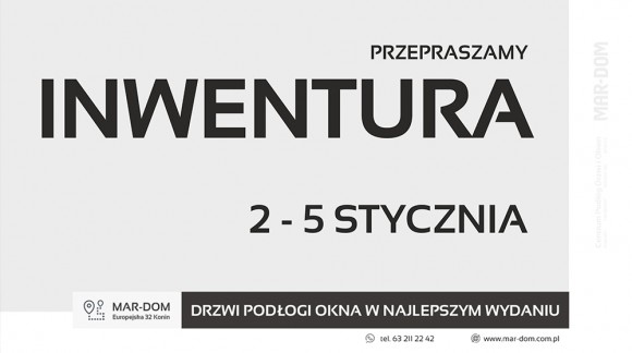 2-5 stycznia 2023 - INWENTURA