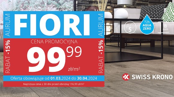 PROMOCJA na panele w klasie ścieralności AC6 z kolekcji FIORI firmy SWISS KRONO