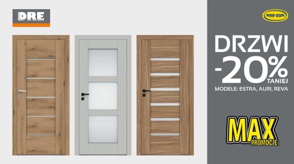 Drzwi wewnętrzne DRE w PROMOCJI -20% w MAR-DOM Konin